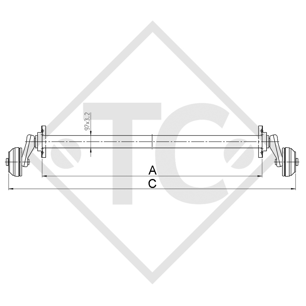 Achse gebremst 1350kg PLUS Achstyp B 1200-5, HUMBAUR