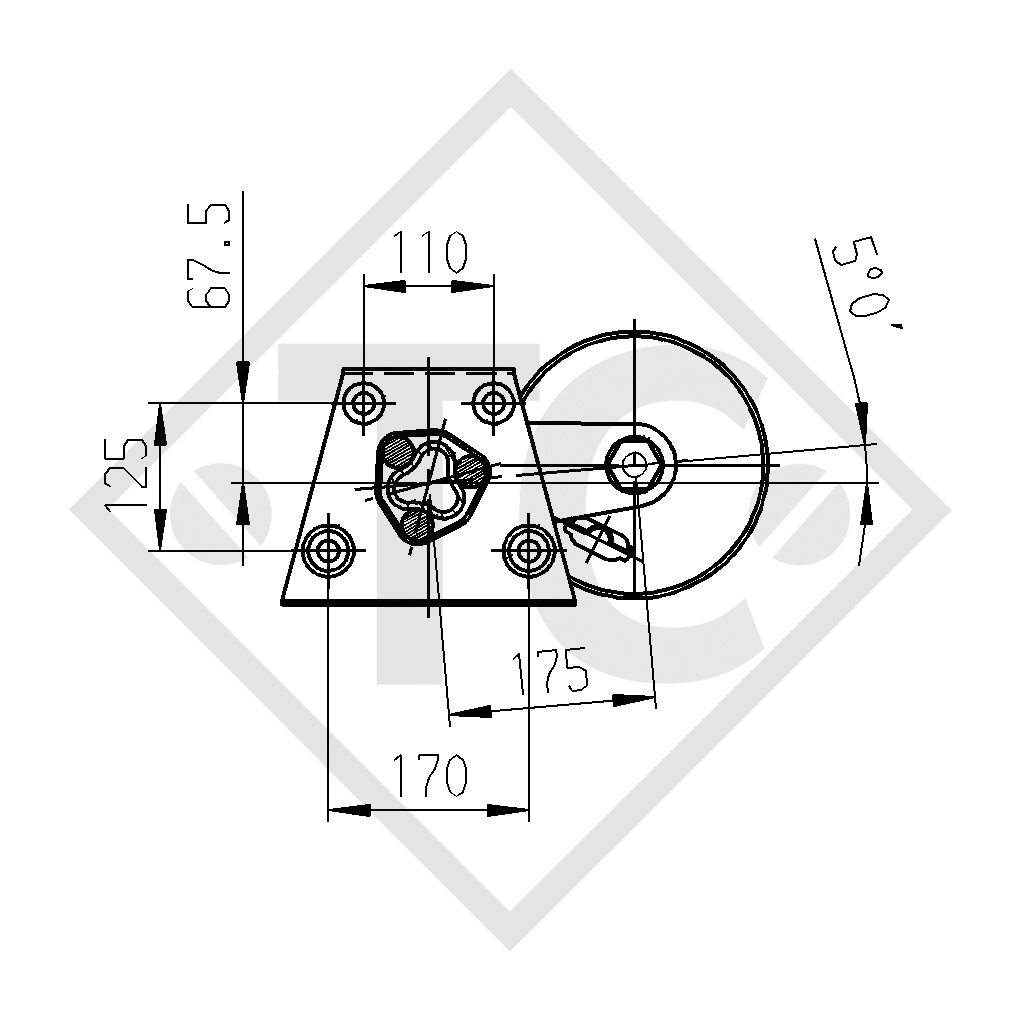 Braked axle 1350kg PLUS axle type B 1200-5, HUMBAUR