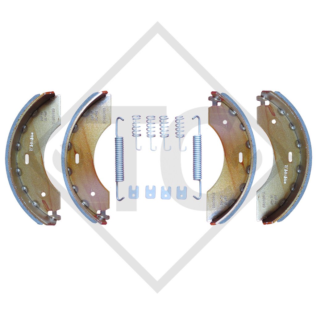 Brake shoe kit for wheel brake type 2350, brake size 230x50mm, for one axle