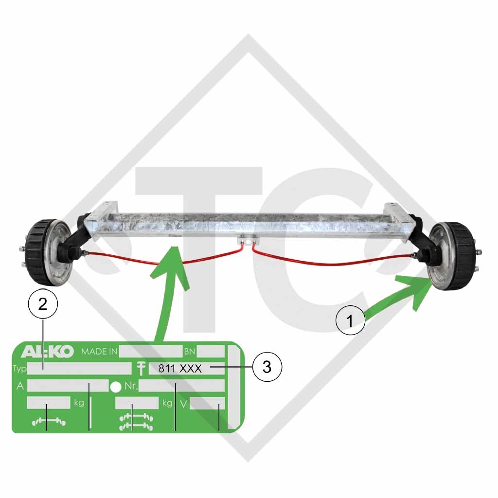 Kit AAA pour frein de roue Typ 2361, version boulonnable à 4 trous pour un essieu