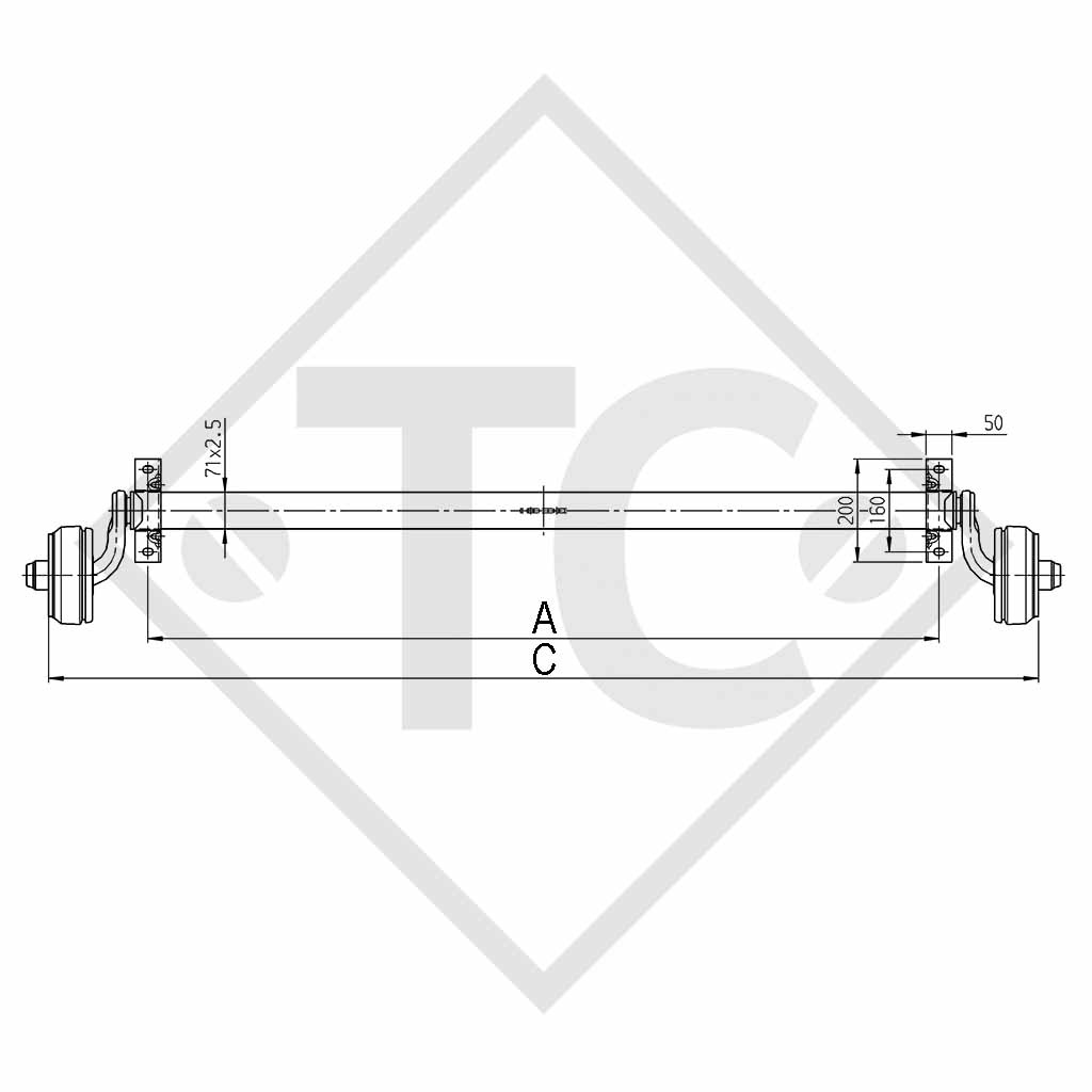 Essieu BASIC 750kg freiné type d'essieu B 700-5