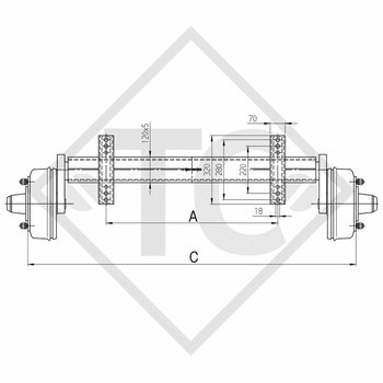 Eje con freno 2750kg PLUS tipo de eje B 2700-3