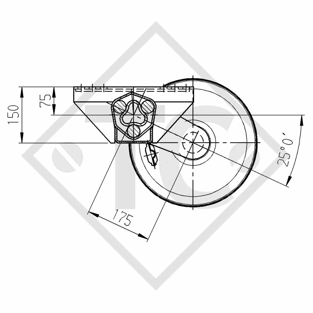 Braked axle 2750kg PLUS axle type B 2700-3