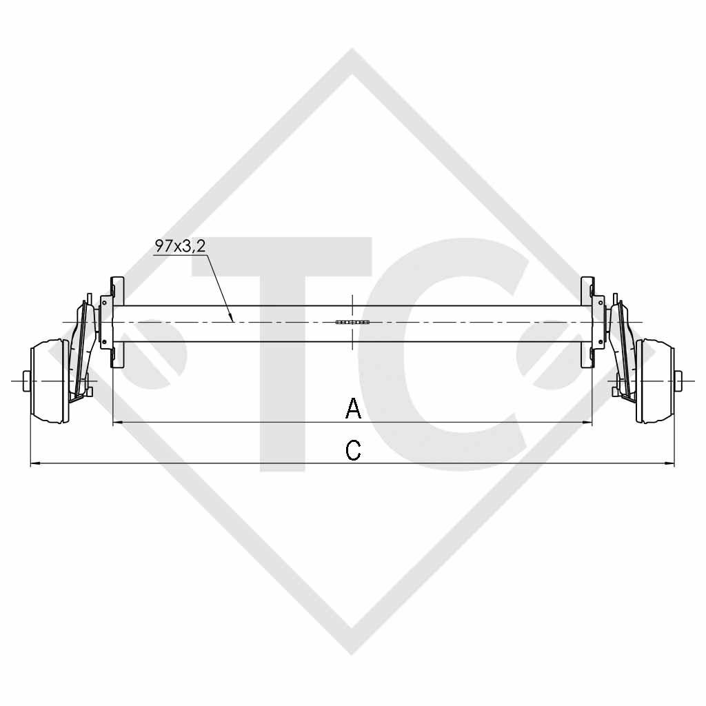 Achse gebremst 1300kg EURO COMPACT Achstyp B 1200-5