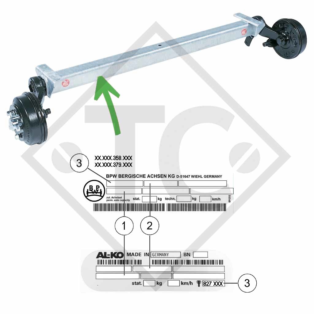 Kit mâchoires pour freins type S 2005-7 RASK, dimension des freins 200x50mm pour un essieu