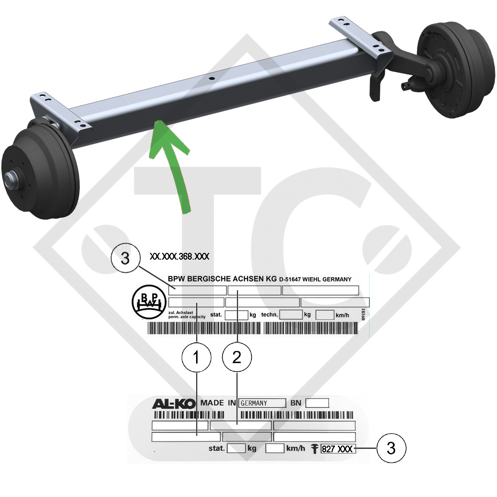 Kit mâchoires pour freins type S 2504-7 RASK, dimension des freins 250x40mm pour un essieu