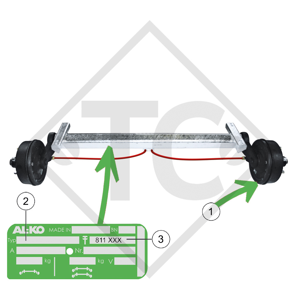 Kit mâchoires pour freins type 3081A, 3081B et 3081AR, dimension des freins 300x80mm pour un essieu