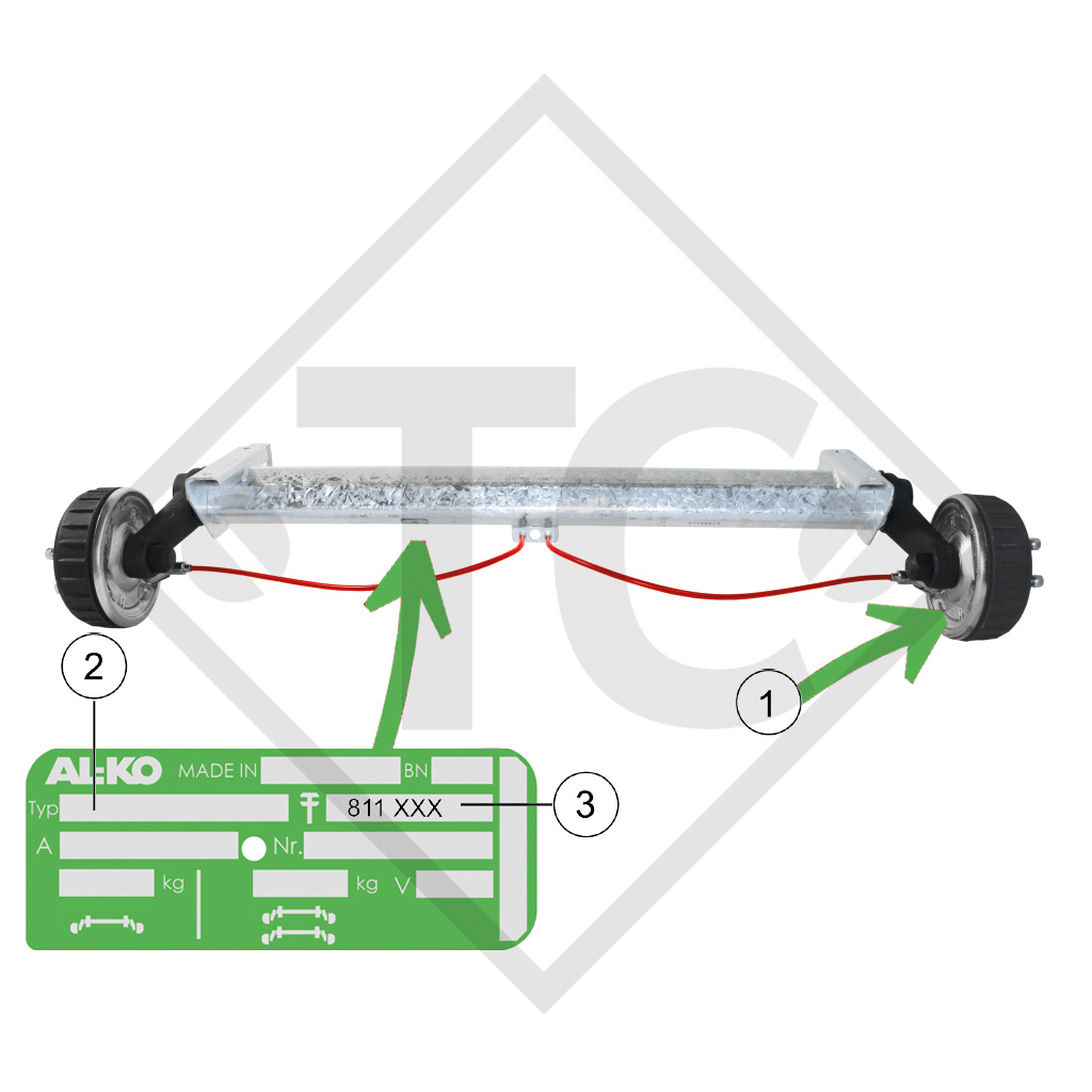 Kit mâchoires pour freins type 2360 et 2361, dimension des freins 230x60mm pour un essieu