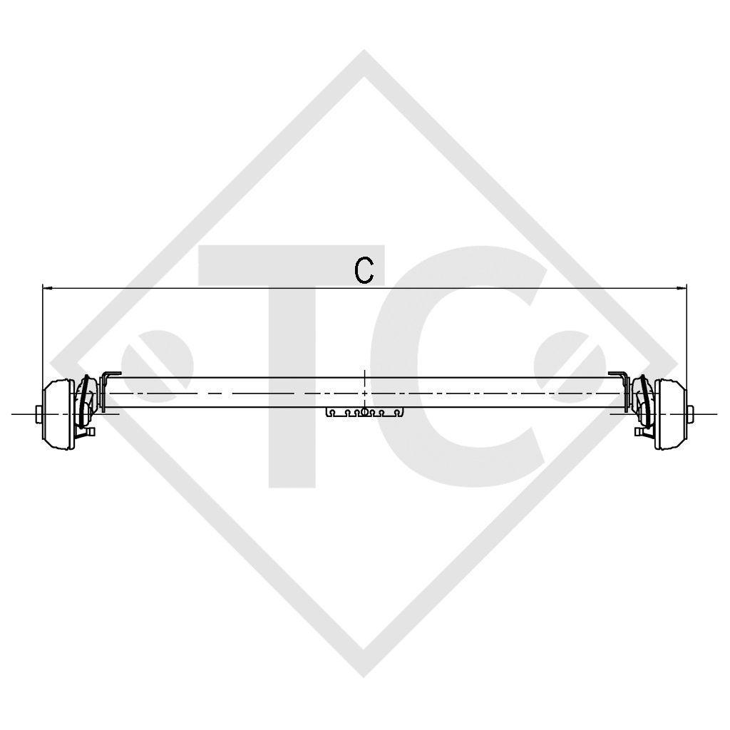 Essieu EURO COMPACT 2600kg freiné type d'essieu 2x B 1200-5 tandem