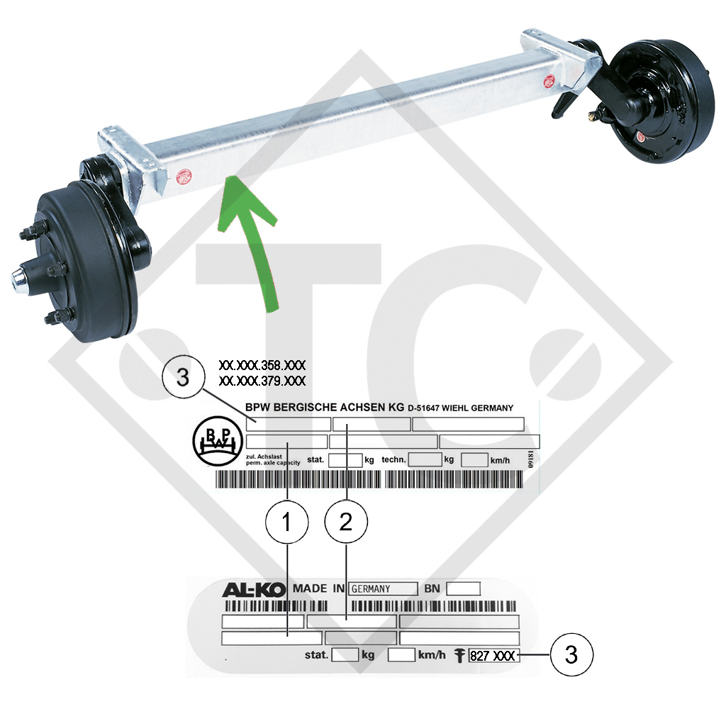 Brake shoe kit for wheel brake type S 3006-7 RASK und S 3006-7 SK, brake size 300x60mm, for one axle