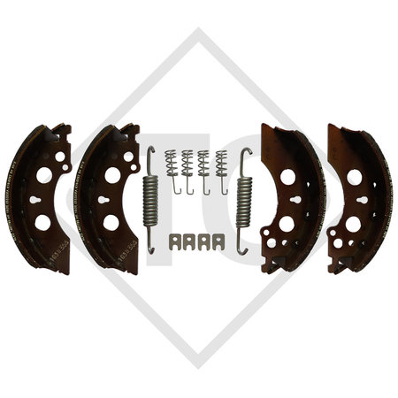Brake shoes, wheel brake 2051 with deflection 90°, for lowering axles, brake size 200x50mm