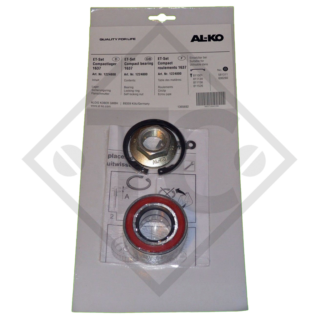 Replacement kit compact bearing ⌀30/60/37mm, 581736 - Trailer Center ...
