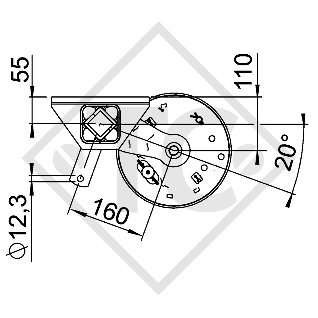 Braked tandem front axle 1050kg BASIC axle type CB1050