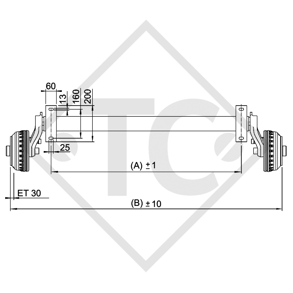 Essieu avant tandem BASIC 1050kg freiné type d'essieu CB1050