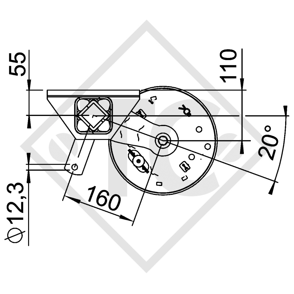 Braked tandem front axle 1500kg BASIC axle type CB1500