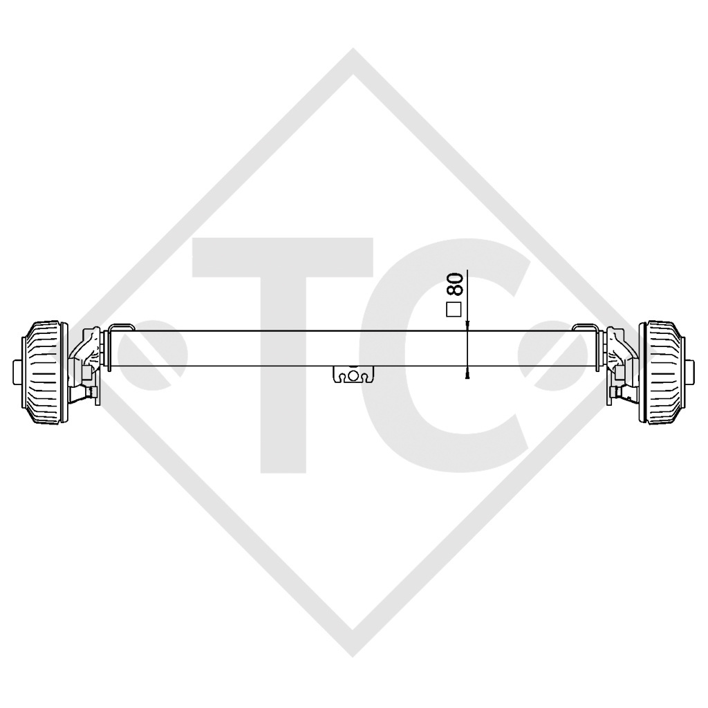 Tandem Vorderachse gebremst 1500kg BASIC Achstyp CB1500 mit AAA (Automatische Nachstellung der Bremsbeläge)