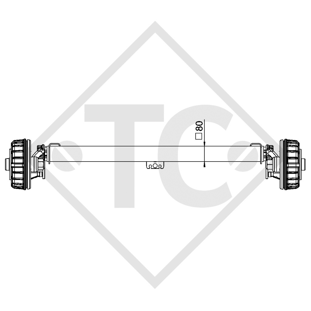 Braked axle 1800kg BASIC axle type CB1800 with AAA (automatic adjustment of the brake pads)