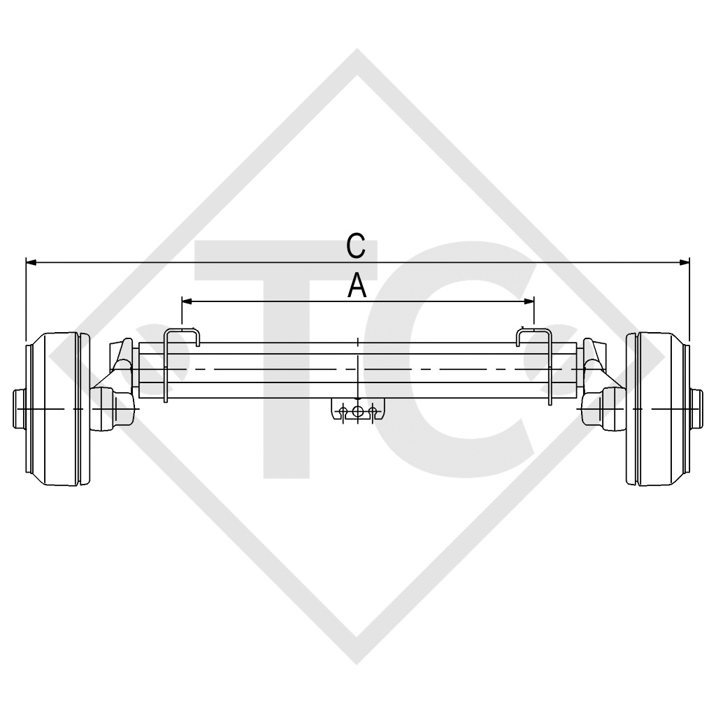 Achse gebremst 1600kg EURO PLUS Achstyp B 1600-1