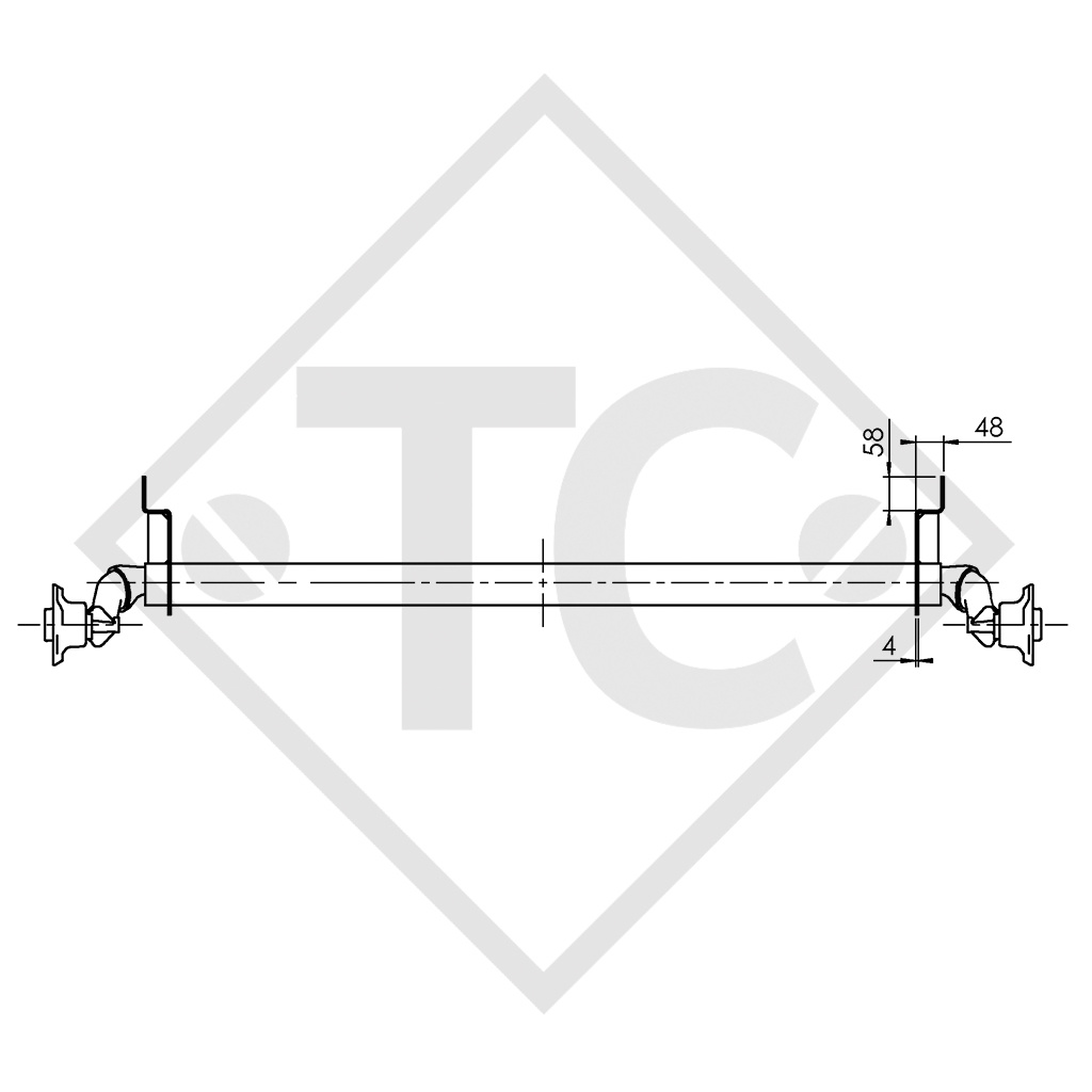 Unbraked axle 750kg OPTIMA axle type 700-5, THULE