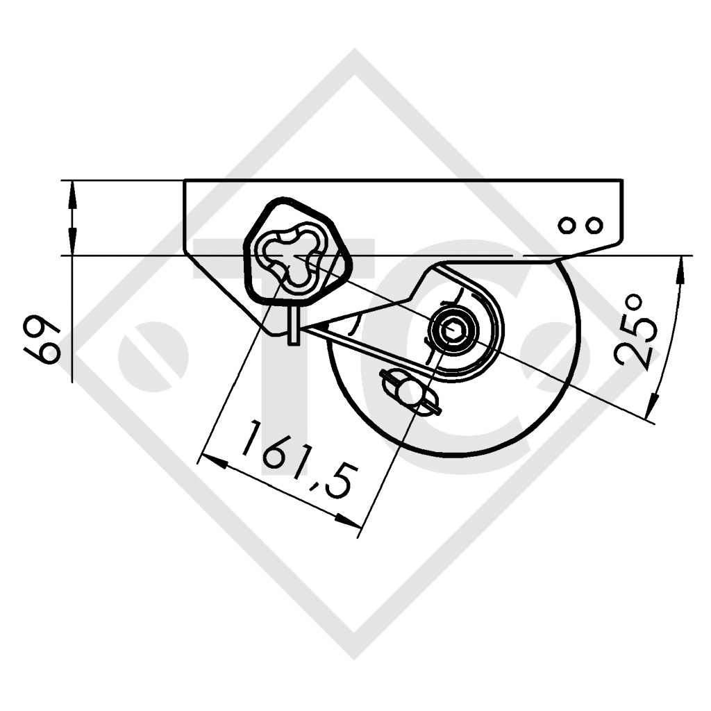 Essieu EURO COMPACT 1350kg freiné type d'essieu B 1200-6