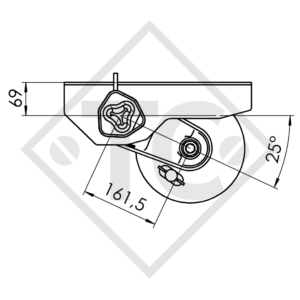 Braked axle 1500kg EURO COMPACT axle type B 1600-3