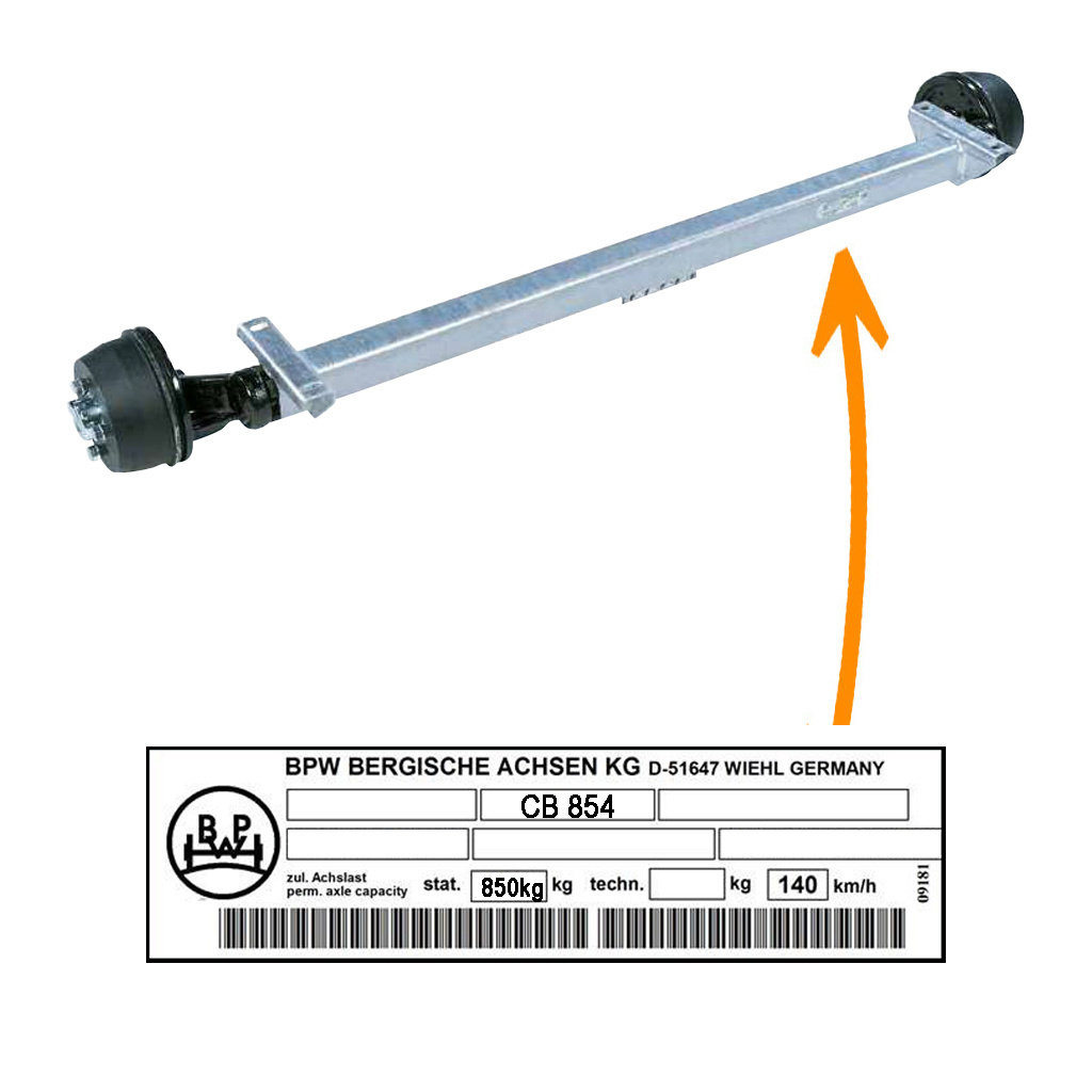 BRAKED AXLE 750KG SWING, AXLE TYPE CB 854