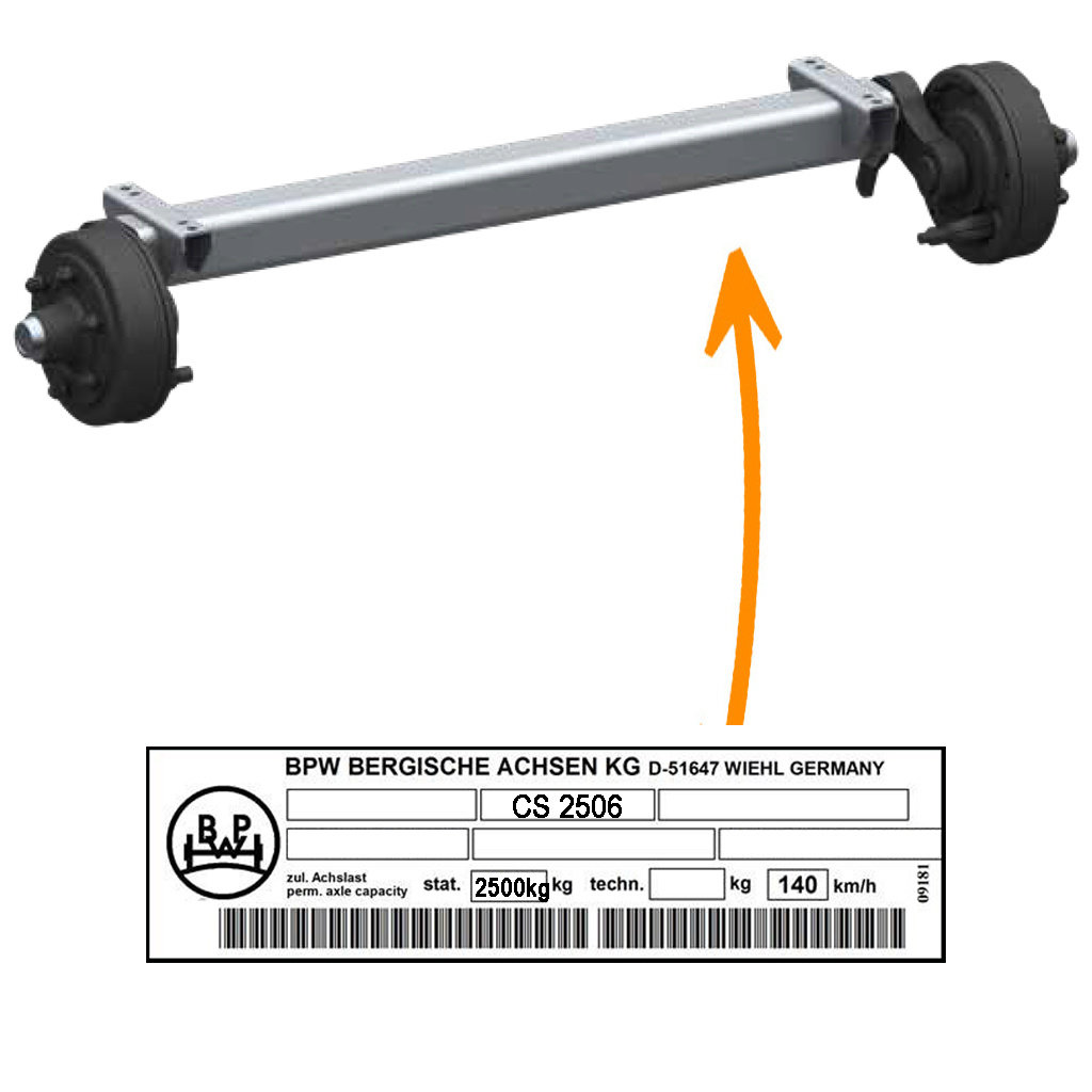 BRAKED AXLE 2500KG SWING, AXLE TYPE CS 2506