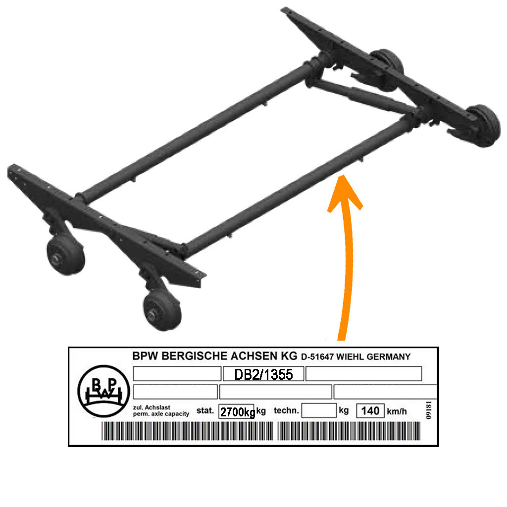 ACHSE ABSENKBAR BIS ZU 200MM, ACHSTYP DB2/1355, TANDEM BIS 2700KG