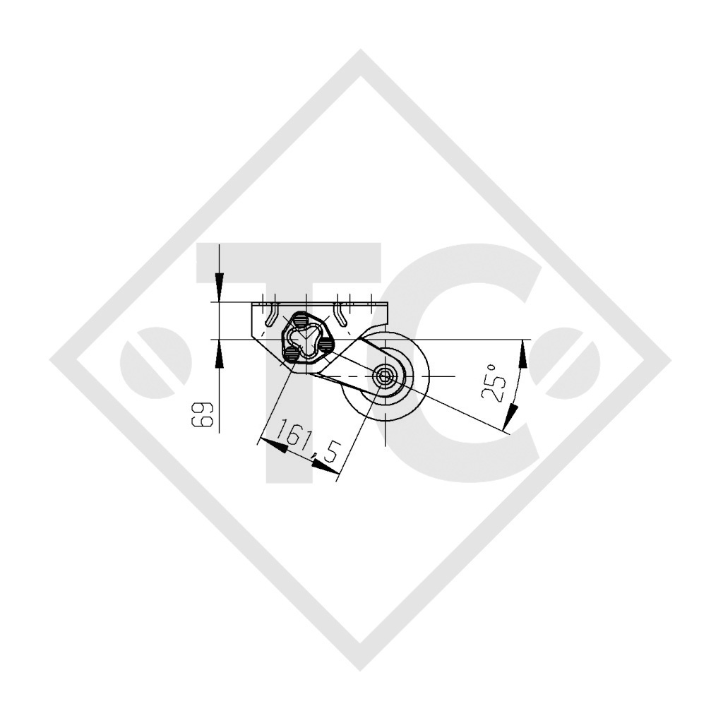 Unbreaked axle 1300kg BASIC axle type UBR 1200-5, watertight