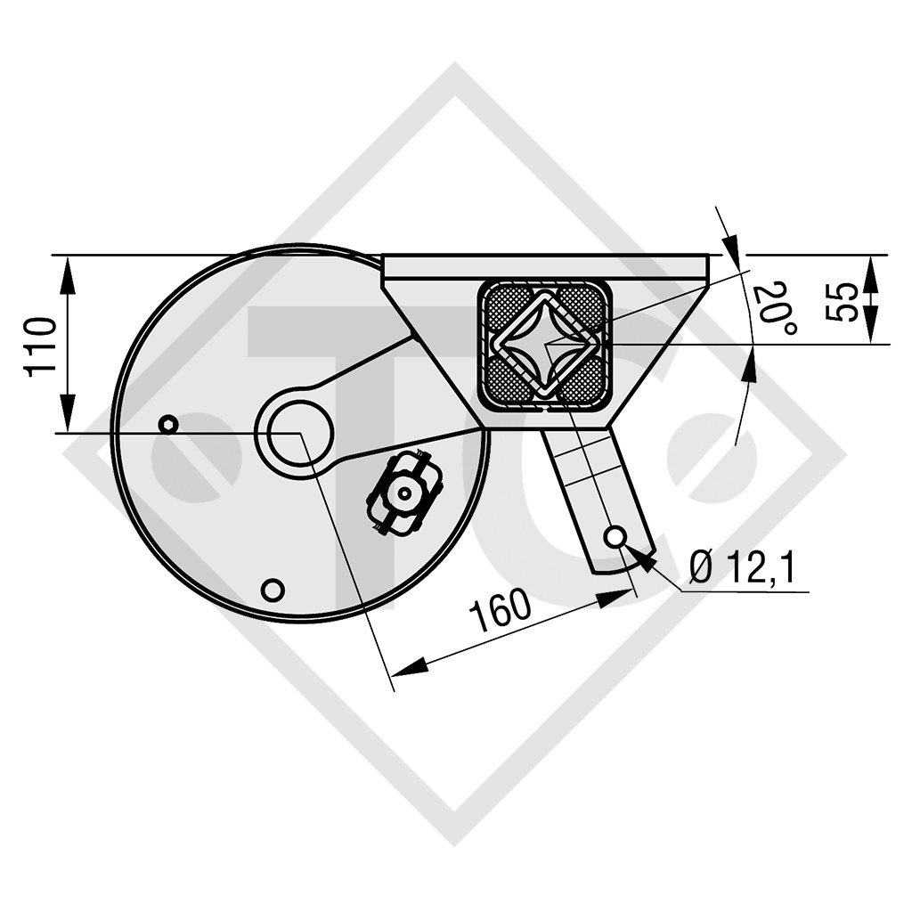 Eje con freno 1050kg SWING tipo de eje CB 1054, 46.21.379.600