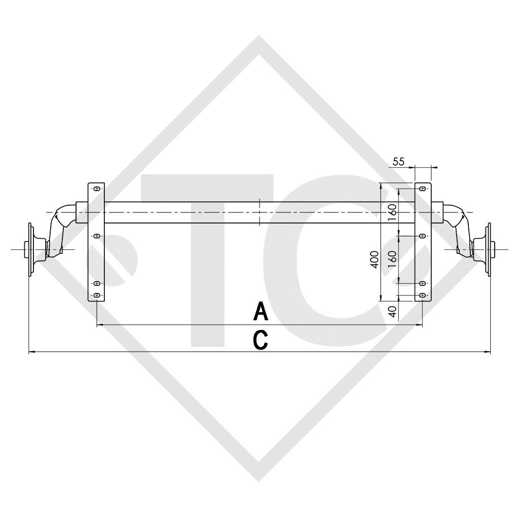 Achse ungebremst 750kg PLUS OPTIMA Achstyp 700-5
