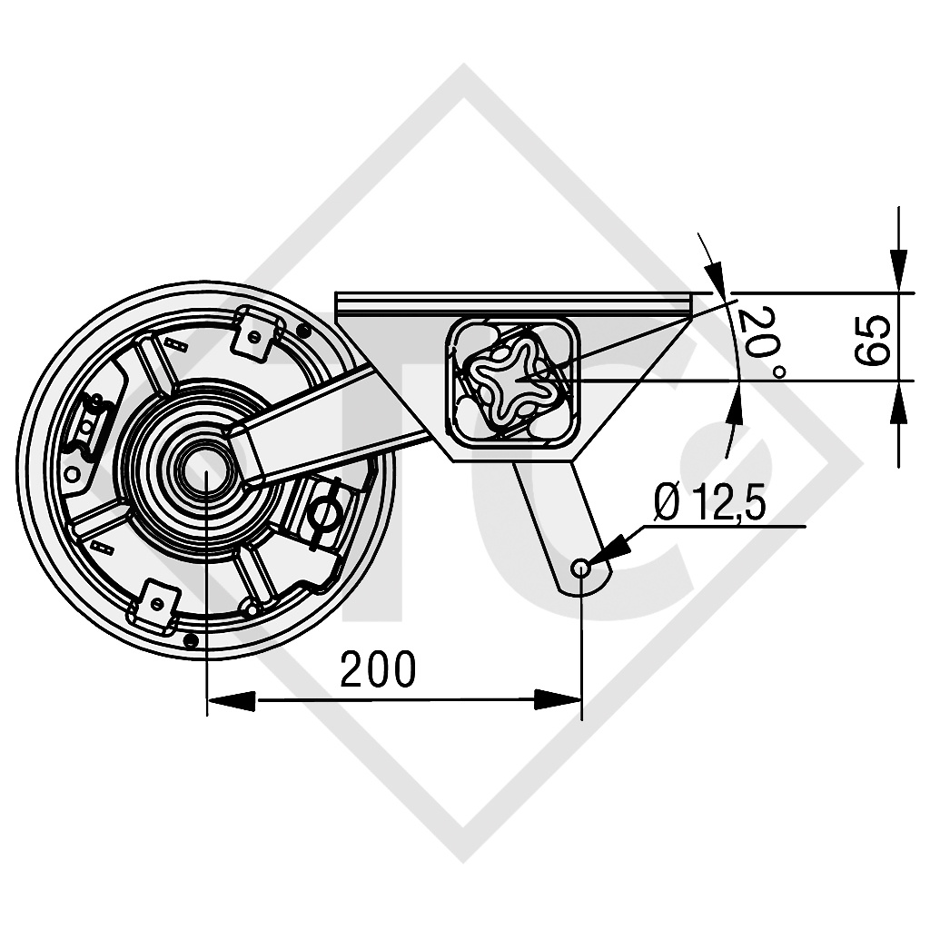 Braked axle SWING 1800kg axle type CB 1805, 46.32.368.400