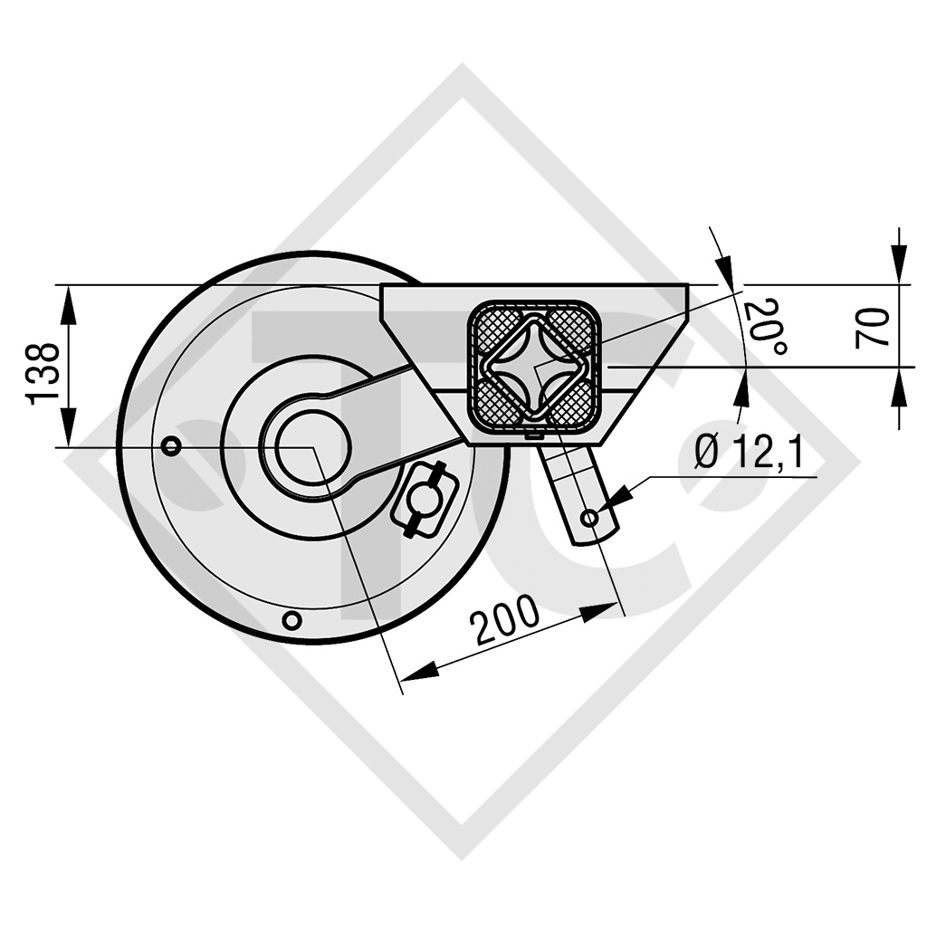 Essieu SWING 2100kg freiné type d'essieu CS 2106, 46.37.373.100