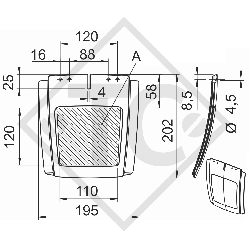 Bavette de protection pour ailes type Solo 220, TA 220 et HL 280 pour tous types de remorques