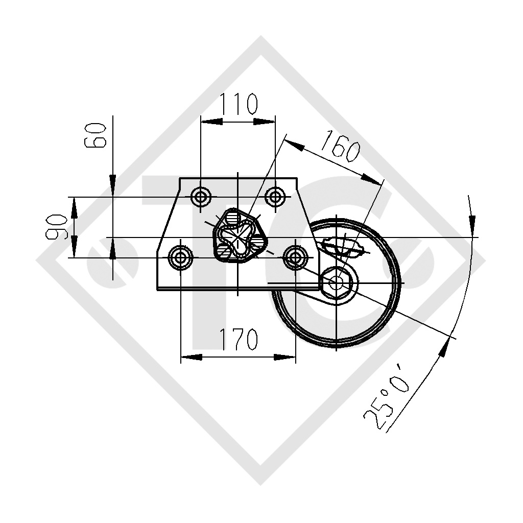 Assale frenato 900kg EURO tipo di assale B 850-5