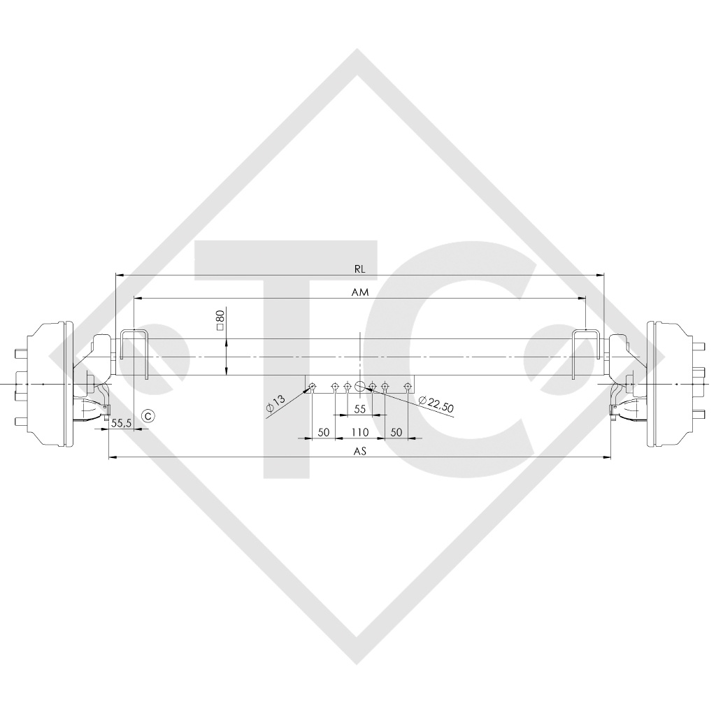 Assale frenato SWING 1800kg tipo di assale CB 1805, 4013919