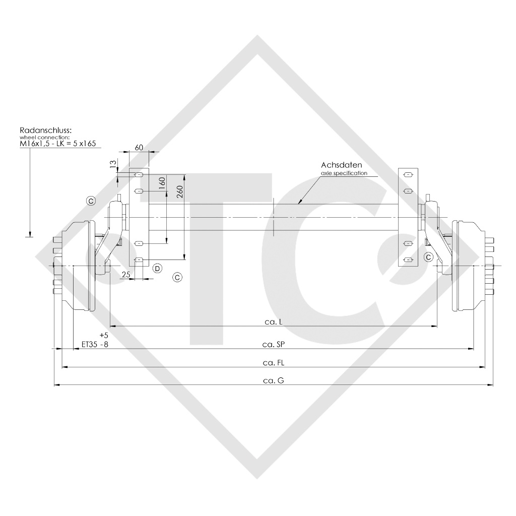 Assale frenato SWING 1800kg tipo di assale CB 1805, 4013919