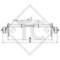 Braked axle 750kg BASIC axle type B 700-5 with tandem adapter bracket from top, Anssem GTV 1500