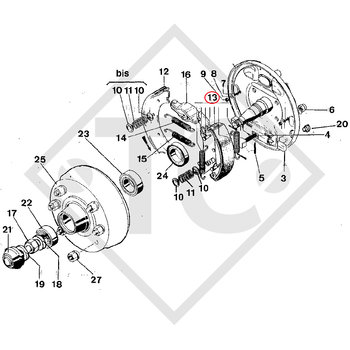 Brake shoes, wheel brake F306 brake size 300x50mm