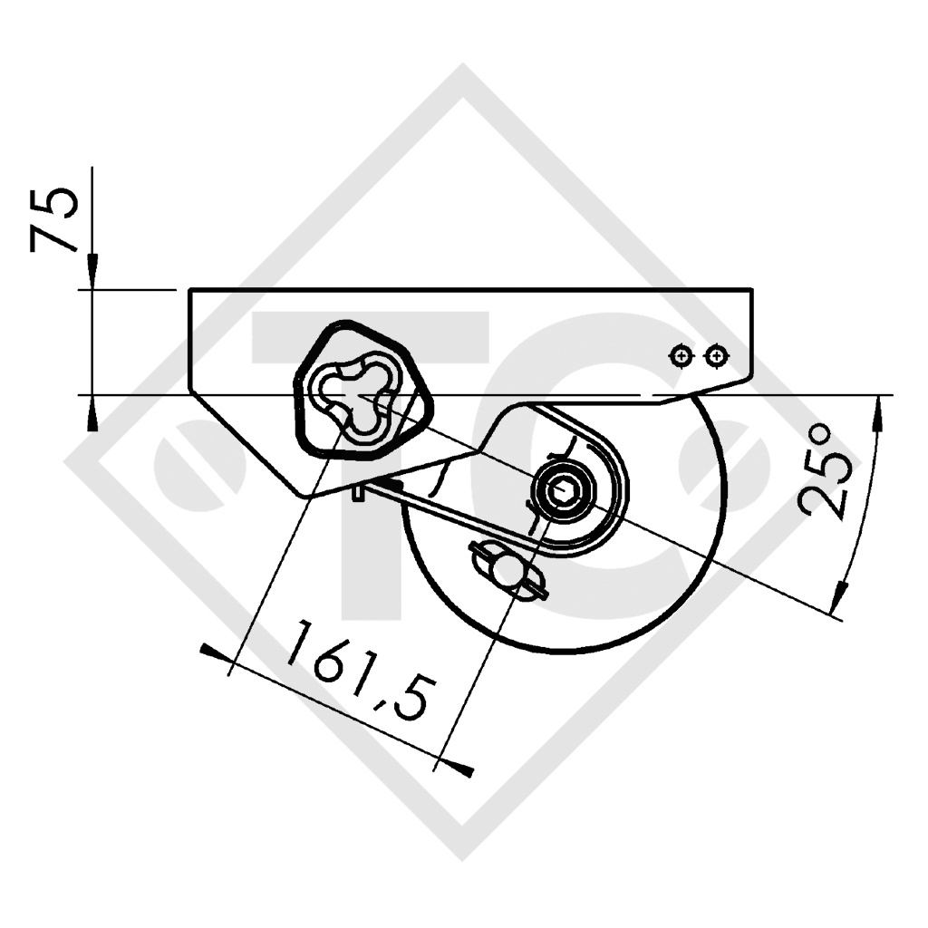 Braked axle 1350kg  EURO COMPACT axle type B 1200-6 with tandem adapter bracket from below, LIDER