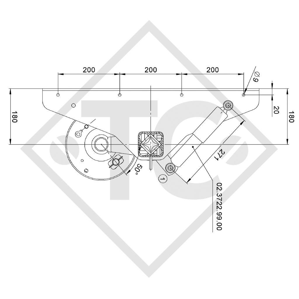 Essieu SWING 1350kg freiné type d'essieu CB 1355, 46.24.379.208, WÖRMANN