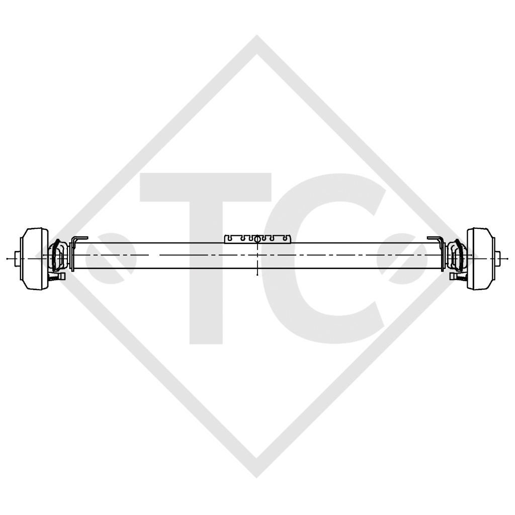 / HUMBAUR Assale frenato 1500kg EURO COMPACT tipo di assale B 1600-3 con fermaguaina assale tandem dall'alto