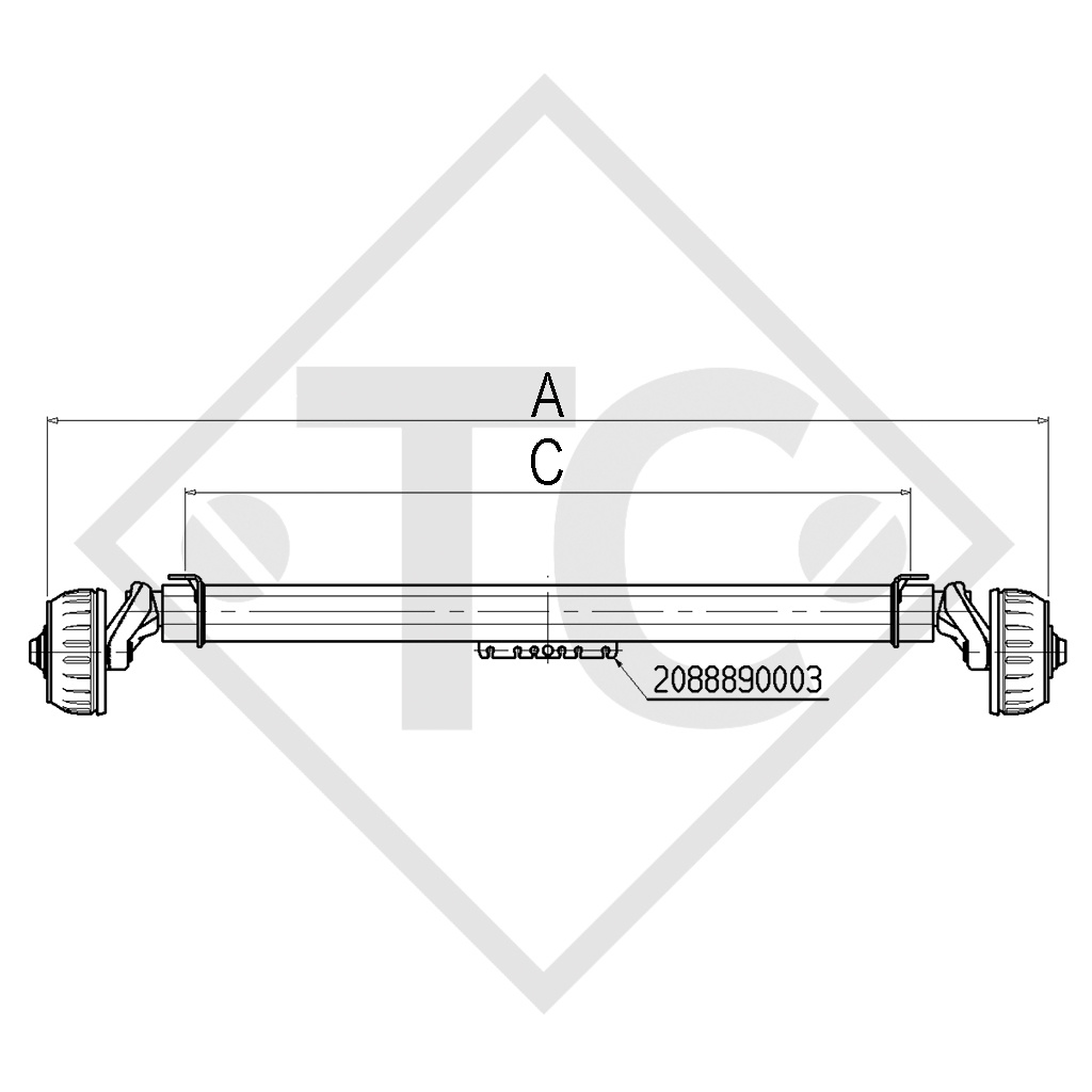 Achse Tandemaggregat gebremst 1300kg EURO1 Achstyp 2xB 1200-5, MECANOREM