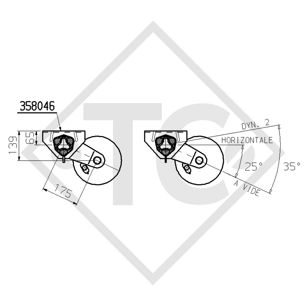 Gruppo tandema assale frenato 1300kg EURO1 tipo di assale 2xB 1200-5, MECANOREM