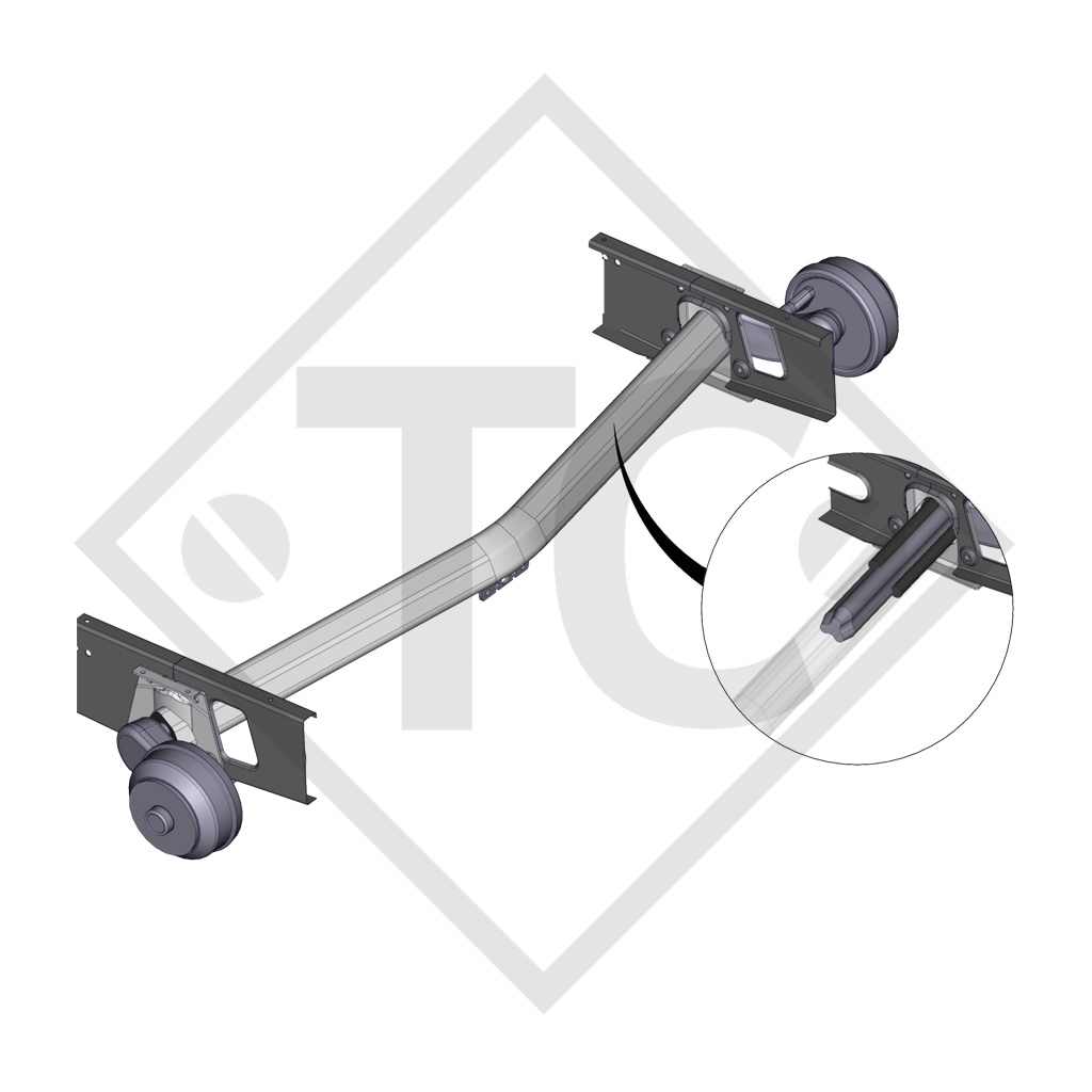 Braked axle 2000kg EURO1 axle type DELTA SI 18-3 with AAA (automatic adjustment of the brake pads)