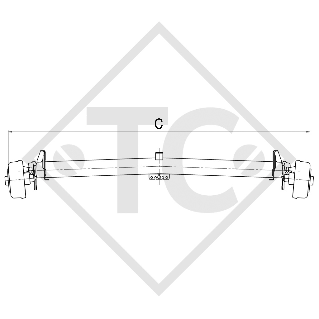 Achse gebremst 2000kg EURO1 Achstyp DELTA SI 18-3 mit AAA (Automatische Nachstellung der Bremsbeläge)