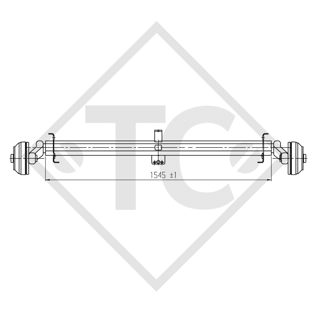 Braked axle 1500kg EURO1 axle type B 1600-3