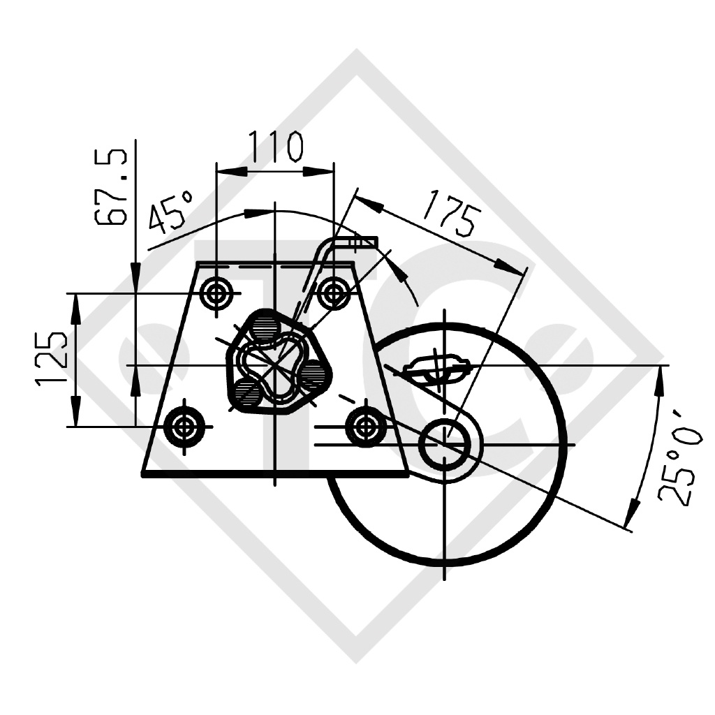 Braked axle 1500kg EURO1 axle type B 1600-3