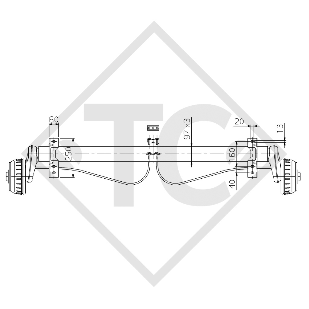 Assale frenato 1300kg COMPACT tipo di assale B 1200-5