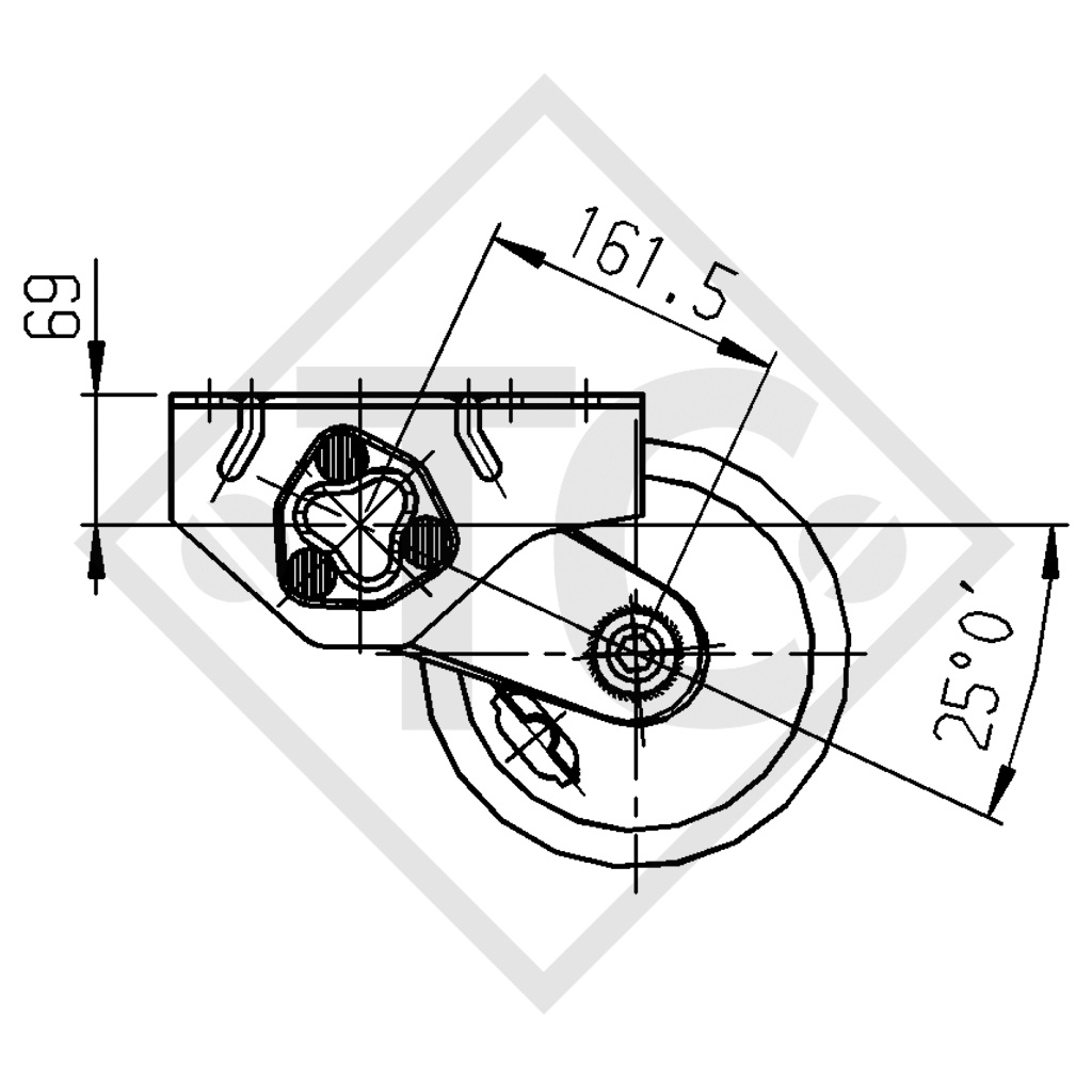 Essieu COMPACT 1300kg freiné type d'essieu B 1200-5